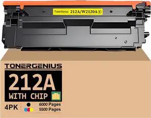 Ennovor w2122a/212a Toner Cartridge Compatible for m554 Toner M555dn Laser Printer MFP M578dn/f/c/z/x Printer Ink Cartridge 212a (Yellow) Color Toner