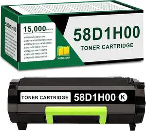 Ennovor Remanufactured 58D1H00 Toner Cartridge 1-Pack 58D1H00 High Yield Toner Replacement for Lexmark 58D1H00 Black Toner for MS823 MS725 MS821 MS822 MS824 MS826 MX721 MX722 MX725 MX824 Printer