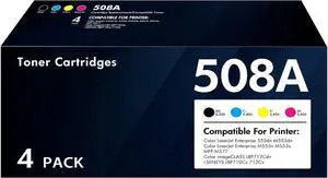 Ennovor M553 508A Toner Cartridges 4 Pack 508X Compatible Replacement for HP 508A CF360A CF361A CF362A CF363A 508X Laserjet M553dn M577 M553X M553N Printer Ink New Version (Black Cyan Yellow Magenta)