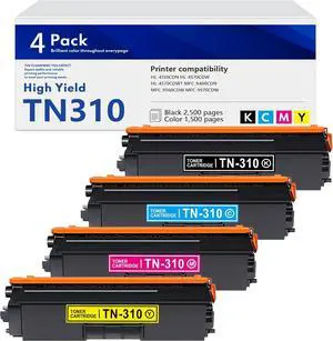 Ennovor TN-310 Toner Cartridge Set Replacement for Brother TN336 TN310 TN315 TN331 (KCMY, 4-Pack) Works for HL-4150CDN HL-4570CDW MFC-9460CDN MFC-9560CDW MFC-9970CDW Printer