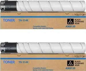 Ennovor 2PK TN512 TN513 TN514 TN515 TN516 TN324 Black Toner Cartridge (A9E8130) Compatible for Konica Minolta bizhub C458 C558 C658 Printer