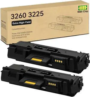 Ennovor 2 Pack 3260/ 3225 Black High Capacity Toner-Cartridge (3,500 Pages/Pack) Compatible for Xerox 106R02777 for Xerox Phaser 3052 3260 WorkCentre 3215 3225 Printer