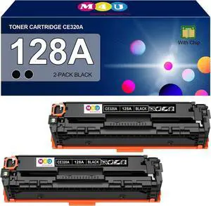 Ennovor 128A Toner Cartridges Black(with Chip) Remanufactured Compatible with 128A CE320A for Color MFP CM1415fn MFP CM1415fnw, CP1525n CP1525nw Series(2 Pack, Black)