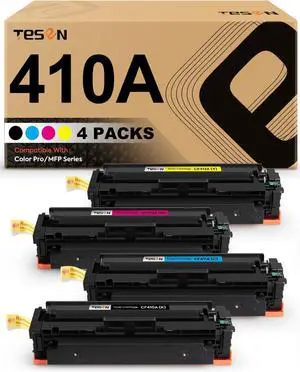 Ennovor TESEN 410A Compatible Toner Cartridge Replacement for HP 410A CF410A for HP Color Pro M452 MFP M477 M377 Series M452dn M452dw M452nw MFP M477fdw M477fnw M477fdn M377dw 4-Pack Color Combo