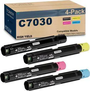 Ennovor 4PK High Yield C7020 C7025 C7030 Toner Cartridge (106R03741 106R03742 106R03743 106R03744) Replacement for Xerox VersaLink C7020 C7025 C7030 Printer