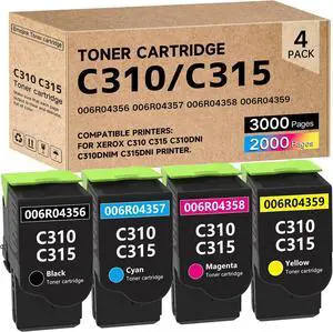 Ennovor C310 C315 Toner Cartridge Compatible for Xerox 006R04356 006R04357 006R04358 006R04359 for Xerox C310 C315 C310DNI C310DNIM C315DNI Printer.(4-Pack)