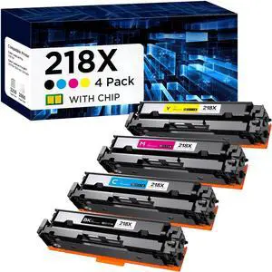 218X Toner Cartridge (with Chip) High Yield Replacement for HP 218X W2180X 218A W2180A Works with HP Color Laserjet Pro 3201DW MFP 3301FDW 3301SDW Printer (4 Pack, Black, Cyan, Yellow, Magenta) 218X Toner Cartridge (with Chip) High Yield Replacement for HP 218X W2180X 218A W2180A Works with HP Color Laserjet Pro 3201DW MFP 3301FDW 3301SDW Printer (4 Pack, Black, Cyan, Yellow, Magenta)