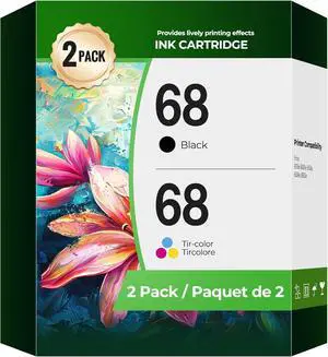 68 Ink Cartridges Envy 6555e 6155e 6152e 6552e Compatible with hp 68 Ink Cartridges Black Color Combo Pack Compatible for Envy 6555e, 6155e, 6152e, 6552e, 6558e, Printers (2-Pack, 1 Black/1 Tri-Color)
