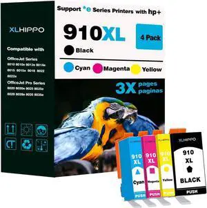 910XL Ink Cartridges for HP Printers 8015e 8025e 8010 8020 Series Replacement for HP Ink 910 XL Work with Office Jet 8022e OfficeJet Pro 8028e 8035e 8010e 8025 8035 8028 (Black and Color 4 Pack)
