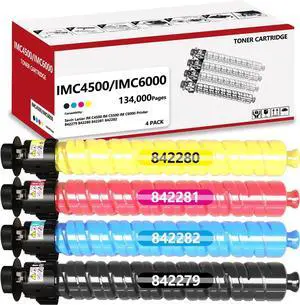 IMC4500 IMC5500 IMC6000 High Yield Toner Cartridge Compatible with Savin Lanier IM C4500 IM C5500 IM C6000 Printer Replacement for Ricoh 842279 842280 842281 842282 Black Cyan Magenta Yellow 4Pack