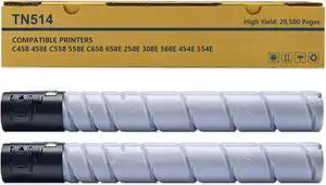 Ennovor TN514K TN514 TN512 TN513 TN515 TN516 TN324 TN326 (A9E8130) Black Toner Cartridge Compatible for Konica Minolta bizhub C458 C558 C658 Printers (28,500 Pages, 2 Black)
