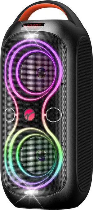 Portable Bluetooth Speaker 120dB Loud with Beat Sync LED Lights - 5 RGB Modes, Bluetooth 5.3, 30H Playtime, USB/TF/AUX/FM/Mic, TWS Pairing - IPX5 Waterproof for Outdoor, Party, Camping, Beach