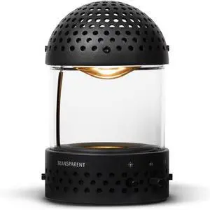 Transparent Camping Latern with Speaker - Portable Light Speaker - Timeless 360° Sound and Adjustable Flame-Like Lighting, Forever Upgradable for Home and Outdoor Adventures - Black