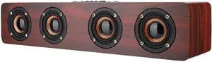 Wooden Bluetooth Speaker, 12W TV Computer Speaker Sound with 4 Bass Subwoofer Support Bluetooth, AUX, TF Card, FM(#1)