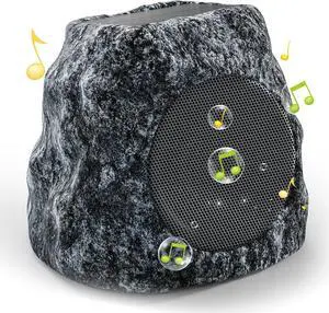 Outdoor Rock Speaker 30W Deep Bass Multi-Sync up to 100 Speakers Auto-Pairing, IPX7 Waterproof Solar-Powered Bluetooth Speaker Perfect for Pool, Garden, Patio, Ideal for Music Entertainers - 1 Pack