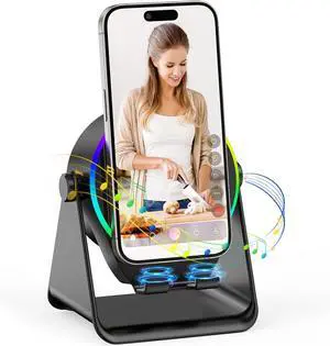 Bluetooth Speaker, Multi-Functional Wireless Induction Speake with Phone Stand & RGB Light, HD Surround Sound, Compatible with iPhone Android iPad Samsung, Birthday for Men Women