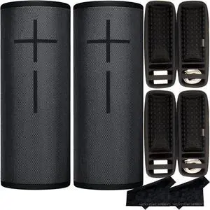 Ultimate Ears MEGABOOM 3 Wireless Portable Waterproof Bluetooth Speaker, 2 Pack with 360 Degree Sound, Deep Bass, Party UP via Boom App with Signature Series Shockproof Case