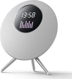 Wireless Bluetooth Speaker with Stand, LED Screen, 25W Decorate Speakers Bluetooth Wireless for Living Room, Bedroom, Desk, Office, Kitchen, Home Accessories Support TF Card/USB/MIC/AUX Silver