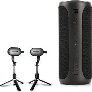 SOWO Wireless Dual Bluetooth Speakers Set, Adjustable Stands 2Pcs, High-Fidelity Stereo Sound, Smart Pairing Sync, Surround Sound with Portable Lightweight Case for Home, Travel, Party, Birthday