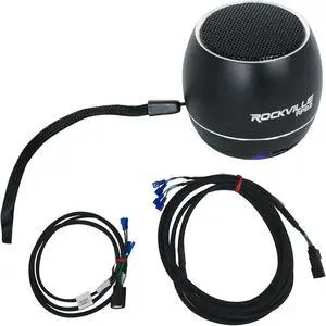 Audiosavings Bundle: (1) Kicker 46HDTPH 2014-Up Harley Davidson Tour Pack to Four Speaker Harness Upgrade Bundle with (1) Rockville RPB2-BLACK Handheld Wireless Portable Bluetooth Speaker (2 Items)