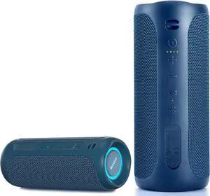 Portable Bluetooth Speaker, IPX7 Waterproof Wireless Bluetooth Speaker, Bassboom Technology, 25W Loud Stereo Sound, LED Light with TWS Pairing, 16H Playtime for Home and Outdoor