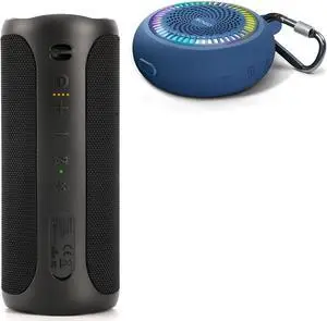 Bluetooth Shower Speaker Waterproof - Small Portable Speaker Wireless with Louder Volume and Powerful Bass - Colorful Lights and 10H Playtime - Lightweight with Carabiner and TWS