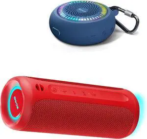 Bluetooth Shower Speaker Waterproof - Small Portable Speaker Wireless with Louder Volume and Powerful Bass - Colorful Lights and 10H Playtime - Lightweight with Carabiner and TWS