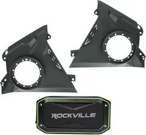 Audiosavings Bundle: 240-MAVR-F65U 6.5 Front Dash Speaker Enclosure Pods Can-Am Maverick R Bundle with Rock Anywhere Waterproof Portable Bluetooth Speaker+TWS Stereo Linking (2 Items)