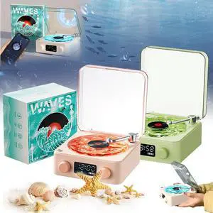 Aquavinyl Speaker, Aqua Vinyl Speaker, The Waves Wireless Portable Vinyl Bluetooth Speaker, 3 Colors Available,4 Modes with Adjustable Ambient Lighting (2PCS-2)