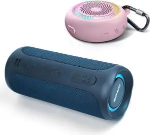 Bluetooth Shower Speaker Waterproof - Small Portable Bluetooth Speaker Wireless with Clip - Powerful Bass and Louder Volume - Colorful Lights and Lightweight
