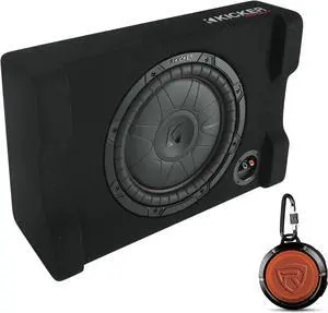 Audiosavings Bundle: Kicker 52CVTDF122 CVTDF 12" Subwoofer in Down Firing Sub Box Enclosure 2-Ohm Bundle with Free Rockville RPB1 10W Waterproof Portable Bluetooth Speaker+NFC Loud! (2 Items)