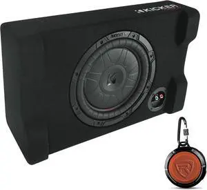 Audiosavings Bundle: Kicker 52CVTDF102 CVTDF 10" Subwoofer in Down Firing Sub Box Enclosure, 2-Ohm Bundle with Free Rockville RPB1 10W Waterproof Portable Bluetooth Speaker+NFC Loud! (2 Items)