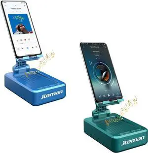 JTEMAN Phone Stand with Wireless Bluetooth Speaker, HD Surround Sound Bluetooth Speaker for Desk Perfect for Home Kitchen Gadgets Gifts,Compatible with iPhone/ipad/Samsung Galaxy