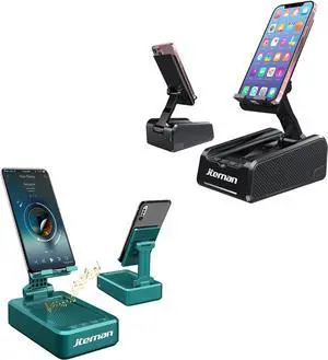 JTEMAN Cell Phone Stand with Wireless Bluetooth Speakers,HD Sound and Bass Bluetooth Speaker Compatible with All Mobile Phones