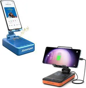 JTEMAN Cell Phone Stand with Bluetooth Speaker & Portable Foldable Charging Speaker Stand