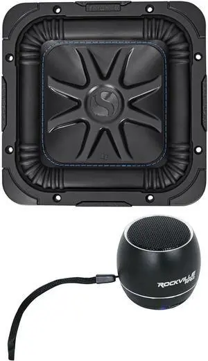 Audiosavings Bundle: (1) Kicker L7S84 8" 900 Watt Solobaric L7S Car Audio Subwoofer Solo-baric Bundle with (1) Rockville RPB2-BLACK Handheld Wireless Portable Bluetooth Speaker Great Sound (2 Items)