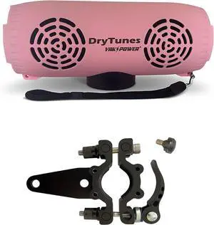 DryTunes | Outdoor | Portable | Waterproof (IP66) |Floating | Bluetooth Speaker Bundle | Party Button | Kayaks | Paddleboards | Home | Travel | Magnetic Base | Up to 40 hours playtime (Pink)