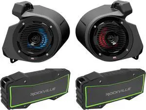 Audiosavings Bundle: MTX RZR-14-FS Kick Panel Speakers in Pods for Polaris RZR 1000/900S/900/Turbo S Bundle with (2) Rockville Rock Everywhere Portable Bluetooth Speaker/Wireless Link (3 Items)