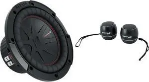 Audiosavings Bundle: (1) Kicker 48CWR84 CompR 600 Watt 8" Subwoofer DVC 4-ohm Car Audio Sub CWR8-4 Bundle with (2) Rockville RPB3-BLACK Handheld Wireless Linking Portable Bluetooth Speakers (3 Items)
