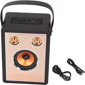 Bluetooth Speaker Powerful Rechargeable Support Memory Card AUX Retro Portable Speaker with Handle for Various Scenarios (Black (Export Version))