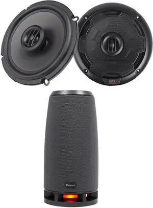 Audiosavings Bundle: Pair of MTX THUNDER65 6.5" 240 Watt 2-Way Car Audio Coaxial Speakers Bundle with Rockville RockShip 50 Watt Portable Bluetooth Speaker w/LED Lights+Radio/USB/AUX (2 Items)