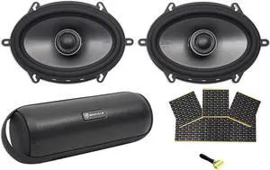 Audiosavings Bundle: Pair of 5x7 600W Marine/ATV/Motorcycle/Boat Speakers Bundle with 40W Portable Bluetooth Speaker w/USB+SD+Aux+FM + 12 Sq Ft Sound Dampening Butyl Rubber Car Kit (3 Items)