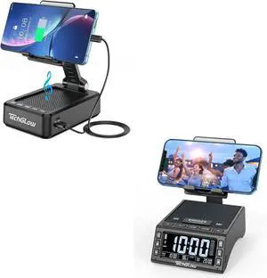 TechGlow L9-1 Bluetooth Speaker with Phone Stand and Power Bank, L36 Bluetooth Speaker with Phone Stand and Charging Station