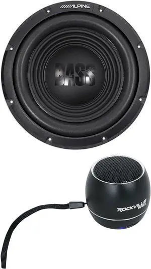 Audiosavings Bundle: (1) Alpine W12S4 12" 750 Watt Peak Car Audio Subwoofer Bundle with (1) Rockville RPB2-BLACK Handheld Wireless Portable Bluetooth Speaker Great Sound (Items 2)