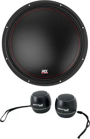 Audiosavings Bundle:(1) MTX 3512-02 12" 500 Watt Peak/250 Watt RMS SVC Car Audio Subwoofer Sub Bundle with (1) Rockville RPB3-BLACK Handheld Wireless Linking Portable Bluetooth Speakers (2 Items)