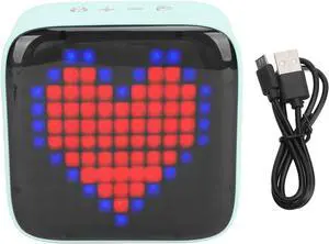 Mini Bluetooth Speaker Portable LED Colorful Light Pixel Style Speaker Bedroom Office Party Outdoor (Green)