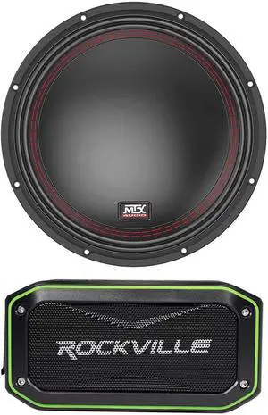 Audiosavings Bundle: 5510-22 10" 800 Watt Peak/400 Watt RMS DVC 2-ohm Car Audio Subwoofer Sub Bundle with Rockville Rock Anywhere Waterproof Portable Bluetooth Speaker+TWS Stereo Linking (2 Items)