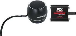 Audiosavings Bundle: (1) MTX MUD50.2 100 Watt RMS 2-Channel Amplifier Amp For Polaris RZR/ATV/UTV/Cart Bundle with (1) Rockville RPB2-BLACK Handheld Wireless Portable Bluetooth Speaker Sound (Items 2)