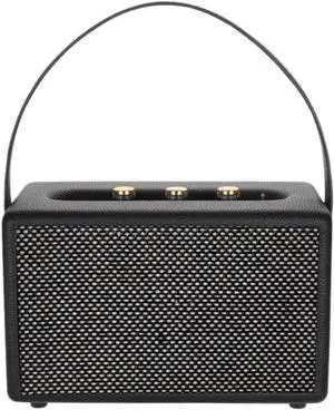 Professional Portable Wireless Vintage Bluetooth Speakers USB Card Reader Wooden PU Outdoor Home Music Player Black