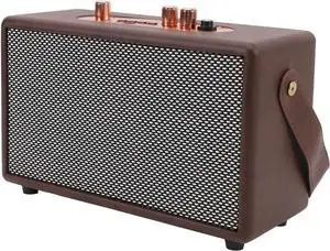 Vintage Bluetooth Speaker, Rechargeable Leather Portable BT Retro Style Audio System, Indoor Outdoor Portable Small Bluetooth Speaker, 20W Heavy Bass Music Player for Home
